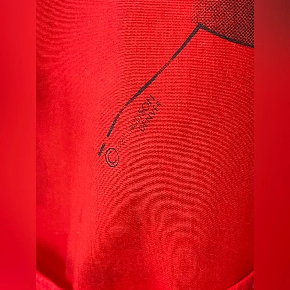 Paulison Denver 1983 “Mrs Claus” vintage red double apron-made in USA-cotton ble